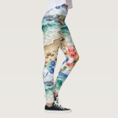 Seashells Starfish über das Sandmuster Leggings (Rechts)