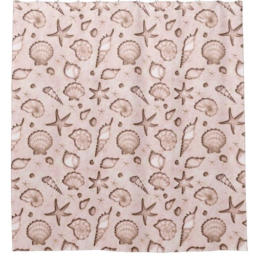Seashells Starfish Wasserfarbe Rosa ID782 Duschvorhang (Vorderseite)