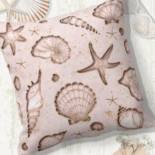 Seashells Starfish Wasserfarbe Rosa ID782 Kissen (Von Creator hochgeladen)