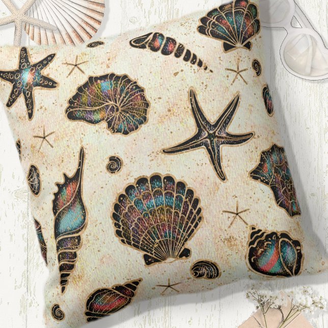 Seashells Starfish Watercolor Rainbow ID782 Kissen (Von Creator hochgeladen)