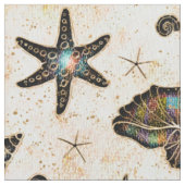 Seashells Starfish Watercolor Rainbow ID782 Stoff (Nahaufnahme)
