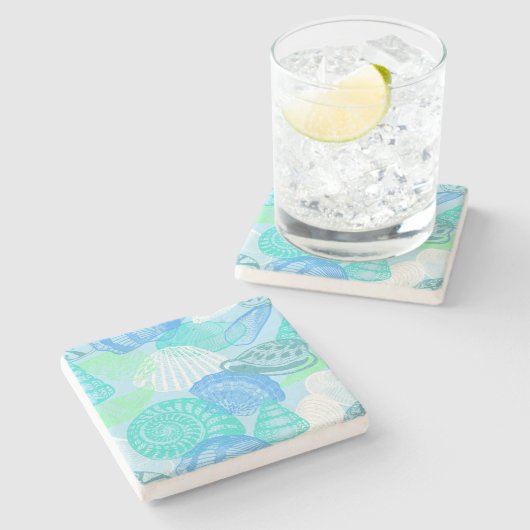 Seashells Stone Untersetzer (Seitenansicht)