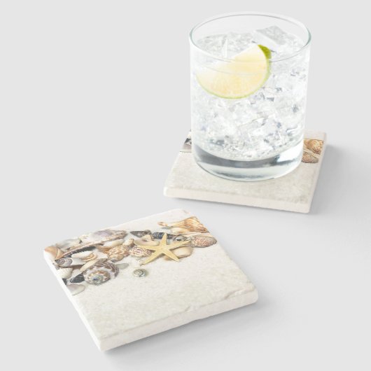 Seashells Stone Untersetzer (Seitenansicht)