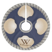 Seashells-Strand-Marine-Blau-u. Polyester Weihnachtsbaumdecke (Vorderseite)