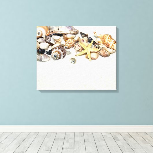 Seashells Stretched Canvas Print Leinwanddruck (Insitu (Holzboden))
