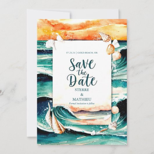 Seashells Summer Beach Wedding Save The Date (Vorderseite)