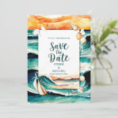 Seashells Summer Beach Wedding Save The Date (Stehend Vorderseite)