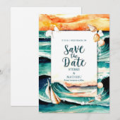 Seashells Summer Beach Wedding Save The Date (Vorne/Hinten)