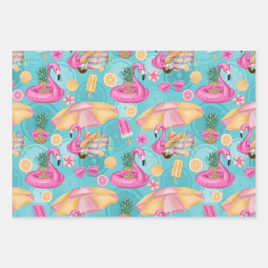Seashells Summer Beach Wrapping Paper Sheets Geschenkpapier Set (Vorderseite 3)