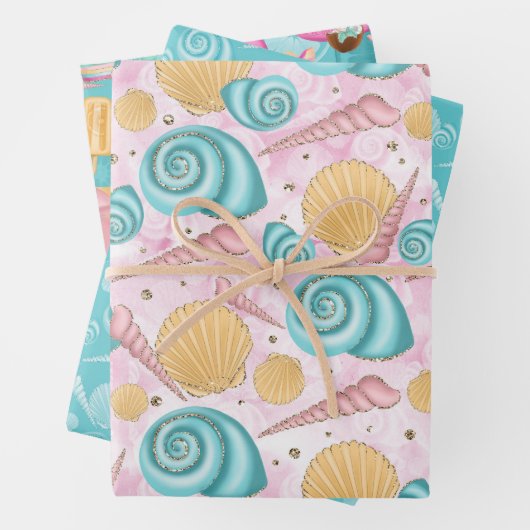 Seashells Summer Beach Wrapping Paper Sheets Geschenkpapier Set (Beispiel)