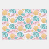 Seashells Summer Beach Wrapping Paper Sheets Geschenkpapier Set (Vorderseite)