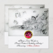 SEASHELLS SWEET 16 PARTY, Ruby Monogram Champagner Einladung (Vorne/Hinten)