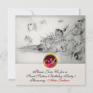 SEASHELLS SWEET 16 PARTY, Ruby Monogram Champagner Einladung