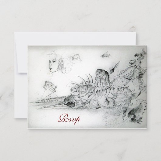 SEASHELLS SWEET 16 PARTY, Ruby Monogram UAwg RSVP Karte (Vorderseite)