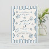 Seashells The Summer I Turned Thirteen Birthday Einladung (Stehend Vorderseite)