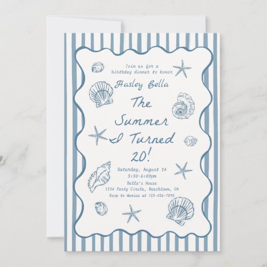 Seashells The Summer I Turned Twenty Birthday Einladung (Vorderseite)