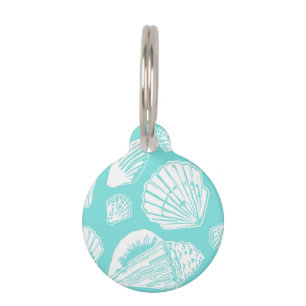 Seashells Türkis und White Custom Round Pet Tag Tiermarke