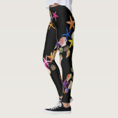 Seashells u. Starfish auf Schwarzem - Leggings (Links)