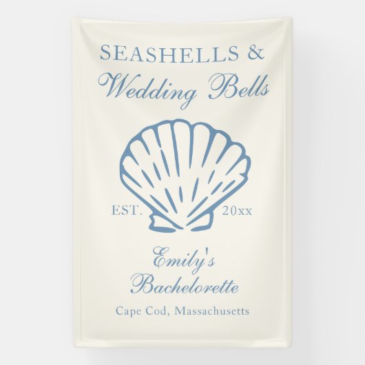 Seashells und Hochzeitsglocken-Junggeselinnen-Absc Banner (Vertikal)
