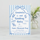 Seashells und Hochzeitsglocken-Junggeselinnen-Absc Einladung (Stehend Vorderseite)