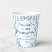 Seashells und Hochzeitsglocken-Junggeselinnen-Absc Pappbecher (Rückseite)
