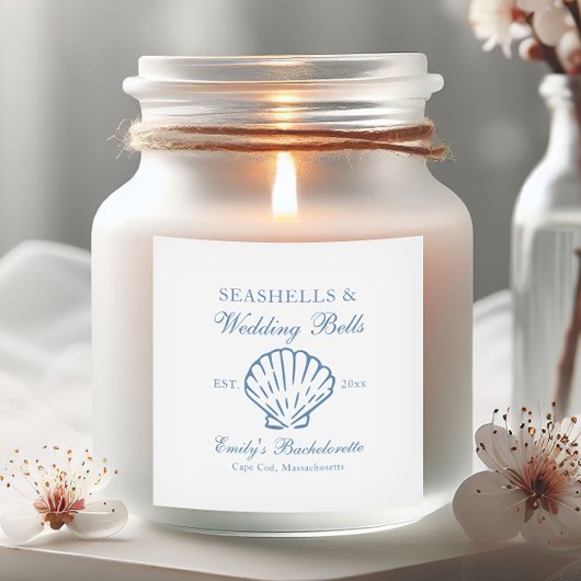 Seashells und Hochzeitsglocken-Junggeselinnen-Absc Quadratischer Aufkleber