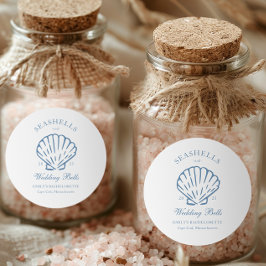 Seashells und Hochzeitsglocken-Junggeselinnen-Absc Runder Aufkleber