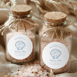 Seashells und Hochzeitsglocken-Junggeselinnen-Absc Runder Aufkleber