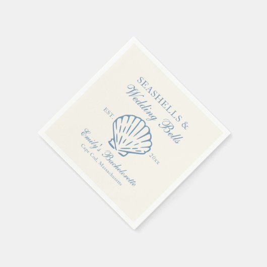 Seashells und Hochzeitsglocken-Junggeselinnen-Absc Serviette (Ecke)