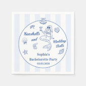 Seashells und Hochzeitsglocken-Junggeselinnen-Absc Serviette (Vorderseite)