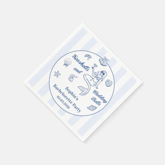 Seashells und Hochzeitsglocken-Junggeselinnen-Absc Serviette (Ecke)