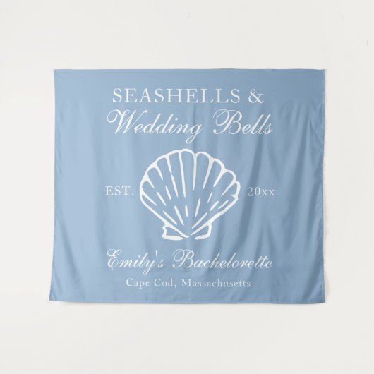 Seashells und Hochzeitsglocken-Junggeselinnen-Absc Wandteppich (Vorderseite (Horizontal))