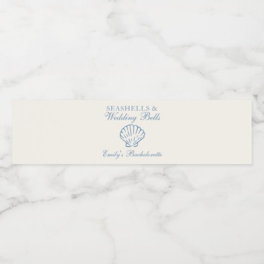 Seashells und Hochzeitsglocken-Junggeselinnen-Absc Wasserflaschenetikett (Einzelnes Label)