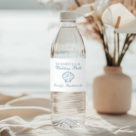 Seashells und Hochzeitsglocken-Junggeselinnen-Absc Wasserflaschenetikett