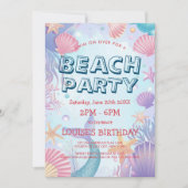Seashells und Mermaid Beach Party Einladung (Vorderseite)