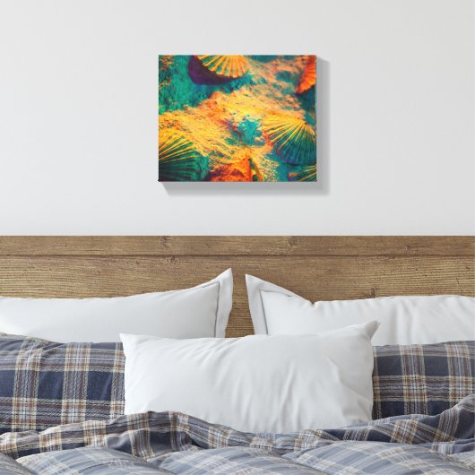 Seashells und Sand Canvas Print Leinwanddruck (Insitu (Schlafzimmer))