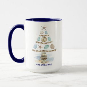 Seashells und Sea Glass Seas & Greetings Weihnacht Tasse