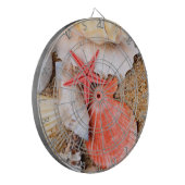 Seashells und Starfish im Sand Dartscheibe (Vorderseite Links)