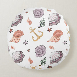 Seashells und Starfish Pink Lilac Rundes Kissen