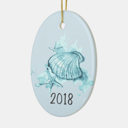 Seashells Watercolor Keepake Year Keramik Ornament (Links)