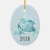 Seashells Watercolor Keepake Year Keramik Ornament (Vorne)