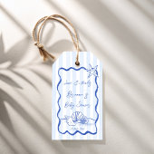 Seashells Wavy Blue Strips Baby Dusche Gefallen Geschenkanhänger