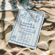 Seashells Wedding Bells Bachelorette Einladung