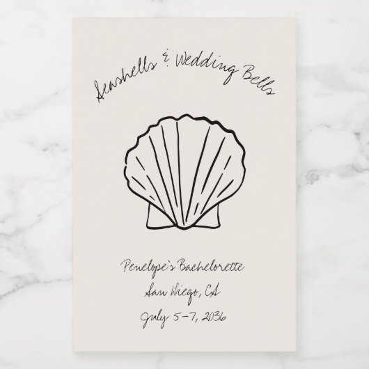 Seashells & Wedding Bells Bachelorette Gefallen Mi Weinetikett (Einzelnes Label)
