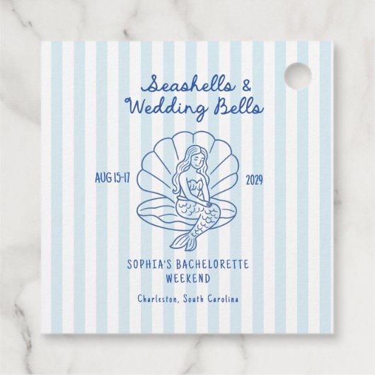 Seashells & Wedding Bells Bachelorette Geschenkanhänger (Rückseite)