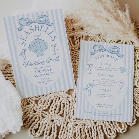 Seashells & Wedding Bells Bachelorette Itinerary Einladung