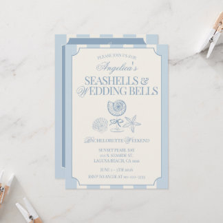 Seashells & Wedding Bells Bachelorette Itinerary & Einladung
