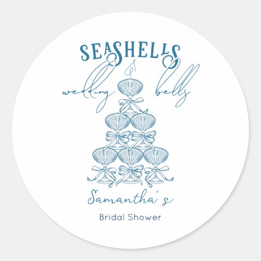 Seashells & Wedding Bells Bachelorette Party Runder Aufkleber (Vorderseite)