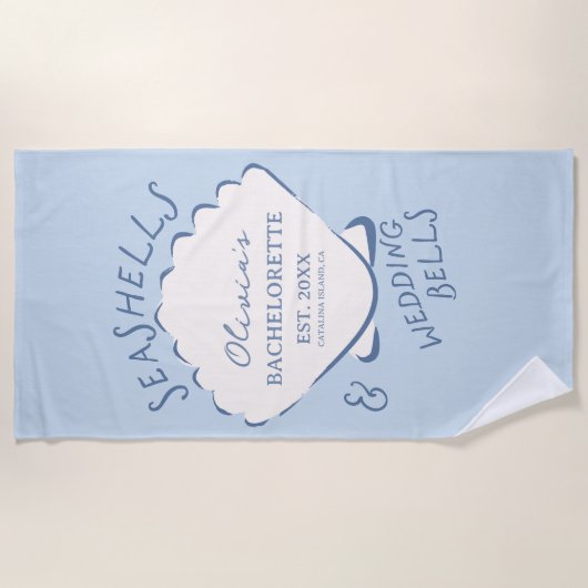 Seashells & Wedding Bells Bachelorette Strandtuch (Vorderseite)