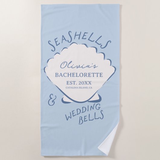 Seashells & Wedding Bells Bachelorette Strandtuch (Vorderseite)